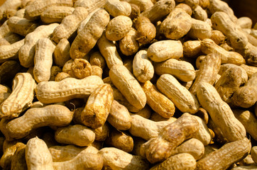 Boiled  peanuts on wooden tray. ready to eat