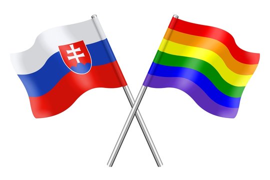 Flags: Slovakia and rainbow