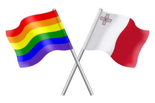 Flags: rainbow and Malta