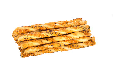 salty sticks with sesame and poppy seeds