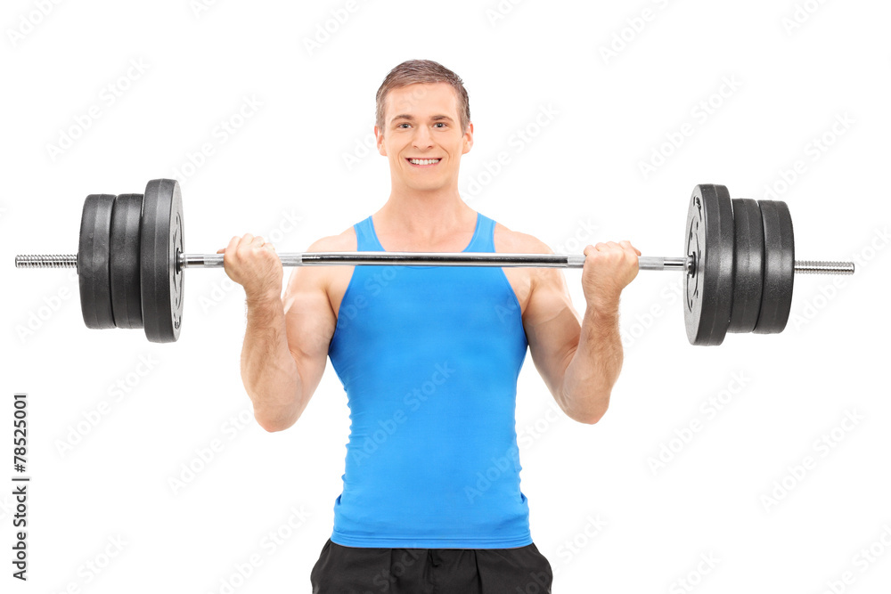 Canvas Prints male bodybuilding lifting a barbell