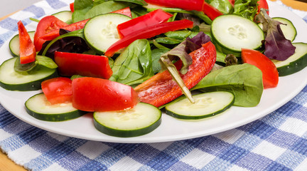 Fresh Salad with Red Peppers Close