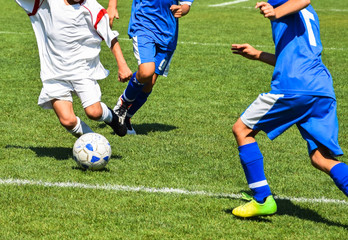 Kids are playing soccer