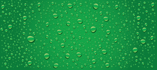 panorama of green water drops background - 78526036