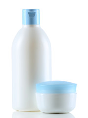 Group of cosmetic bottles isolated on white
