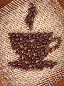 Image of cup of coffee made with coffee beans