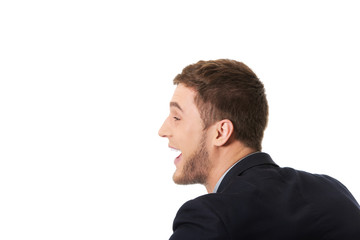 Obraz premium Angry businessman screaming.