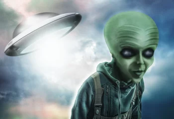 Gordijnen Alien en UFO © Nomad_Soul