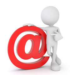 White 3d human - red email symbol