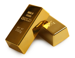 Gold bars isolated on white