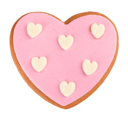 Heart shaped cookie for valentines day isolated on white