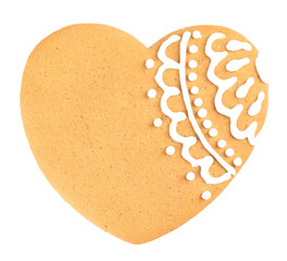 Heart shaped cookie for valentines day isolated on white