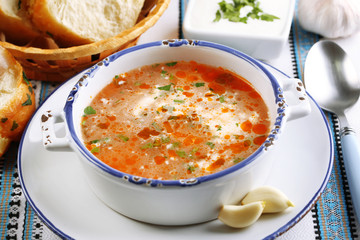 Ukrainian beetroot soup - borscht,
