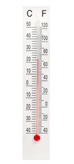 Home mercury thermometer on white background