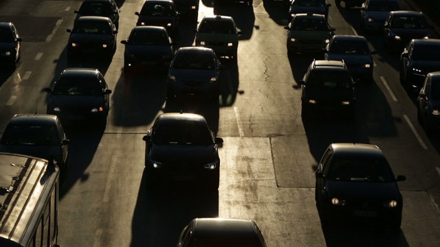 Traffic jam cars street silhouette
