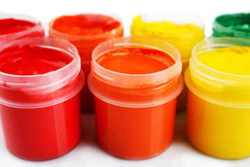Colorful paint on white background, closeup view