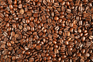 Coffee beans in the roasting process, background