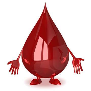 Sad blood drop character