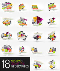 Set of modern polygonal origami paper infographics