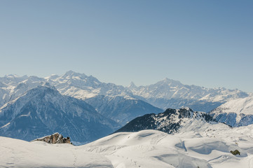 Riederalp, Dorf, Walliser Alpen, Moosfluh, Winter, Schweiz