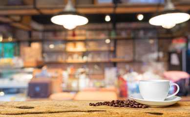 Coffee shop blur background with bokeh