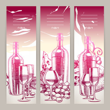 three backgrounds with wine