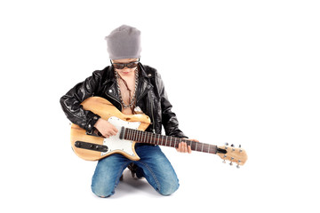 Obraz premium junger Rockgitarrist