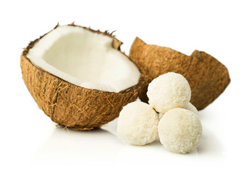 Coconut and candies in coconut flakes