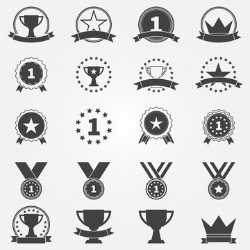 Awards and trophy icons set
