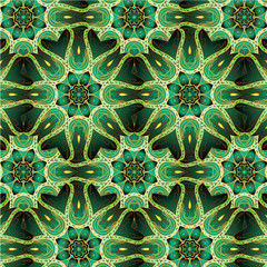 Mandala vector ornament. Green colors.