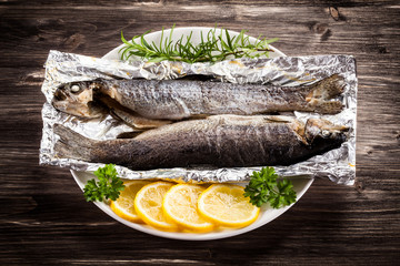 Fish dish - fried fish fillet with vegetables