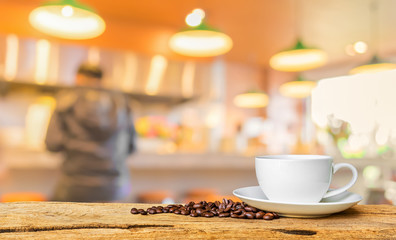 Coffee shop blur background with bokeh image.
