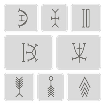 set of monochrome icons with nsibidi symbols