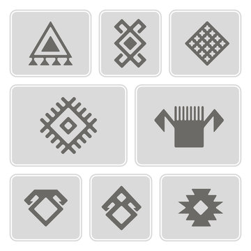 set of monochrome icons with Persian ethnic symbols