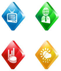 glass transparent news icon set