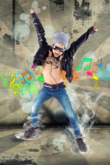 Junge springt - Musiktrend