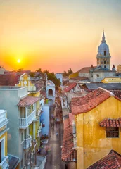 Vlies Fototapete Südamerika Sonnenuntergang über Cartagena
