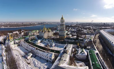 Foto op Canvas aerial view of Kiev-Pechersk Lavra at winter © Photobank