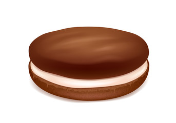 Realistic sandwich cookie. Chocolate taste.