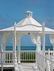 The wedding gazebo standing at the sea shore