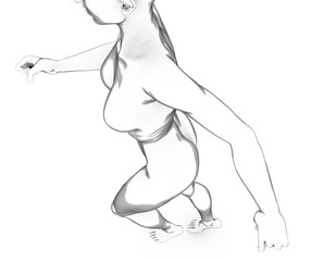 Donna corpo umano anatomia corpo bianco schizzo disegno