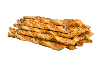 salty sticks with sesame and poppy seeds