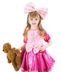 little girl dressed as doll. living doll. Isolated