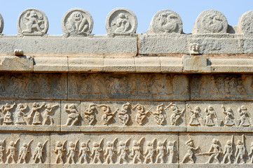 Basrelief artworks of Hazara Rama Temple at Hampi