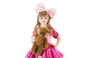 little girl dressed as doll. living doll. Isolated