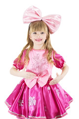 little girl dressed as doll. living doll. Isolated 