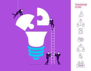 Flat design vector illustration concept of team work.