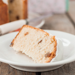 A Slice of Easter Sweet Bread Topped with Sugar Glaze
