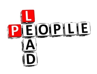 3D Crossword Lead People on white background