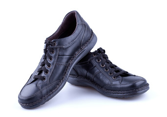 Black leather men's shoes